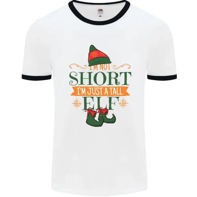 T-shirt da uomo bianca Im Not Short alta elfo divertente Natale