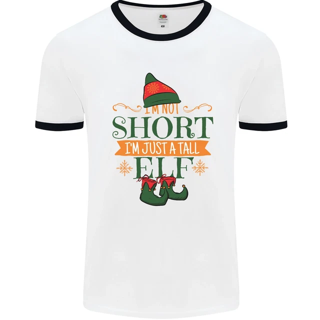 T-shirt da uomo bianca Im Not Short alta elfo divertente Natale