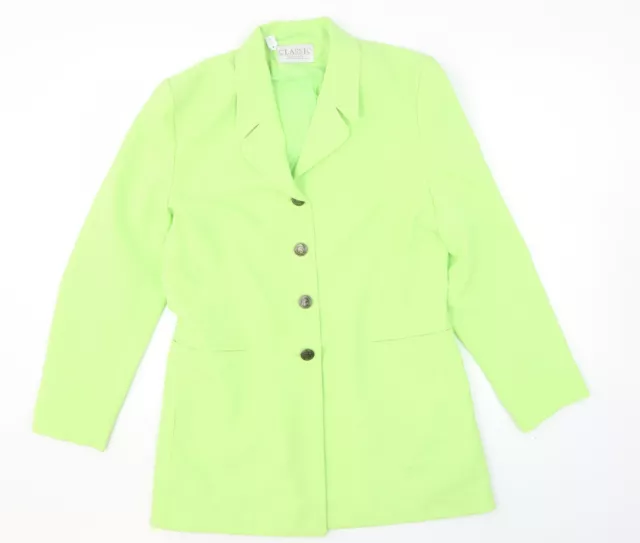 Blazer da donna verde classica giacca taglia 12 bottone