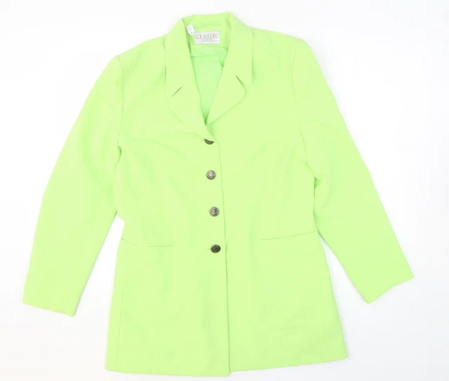 Blazer da donna verde classica giacca taglia 12 bottone