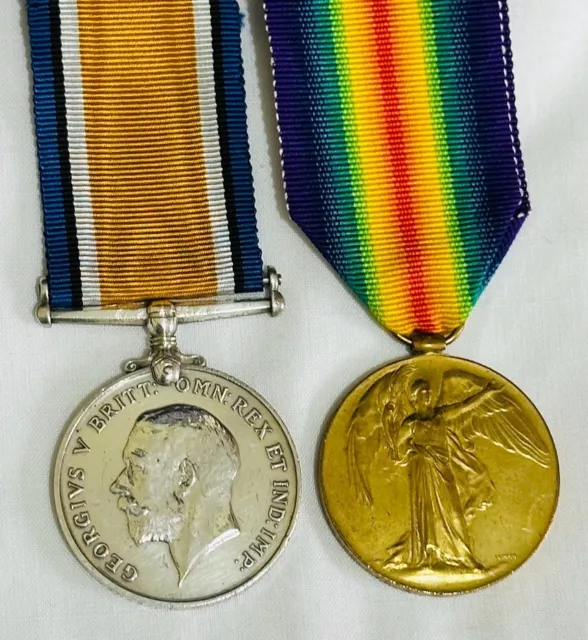 WW1 Pair: 1914-1920 British War Medal & Victory Medal:60980 Pte F.MORRIS R.A.F