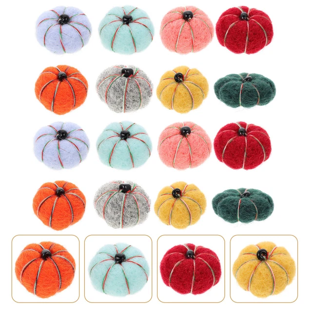16 Pcs Wool Felt Foams Pumpkin Balls Decorations Halloween Hanging