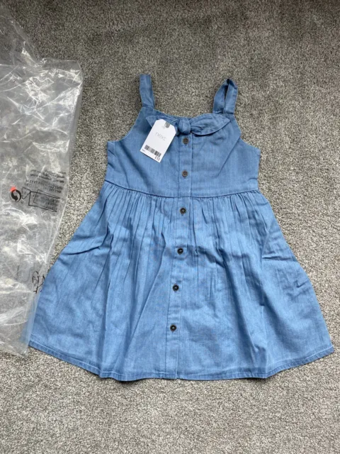 Next Girls Childs Summer Blue Denim Dress Age 5 Years BNWT New