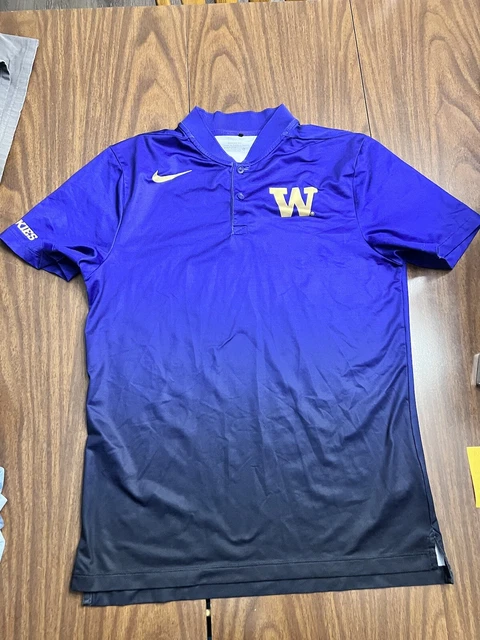 Nike Dri Fit Washington Huskies T-Shirt Golf Athletic Mens S S Purple Swoosh