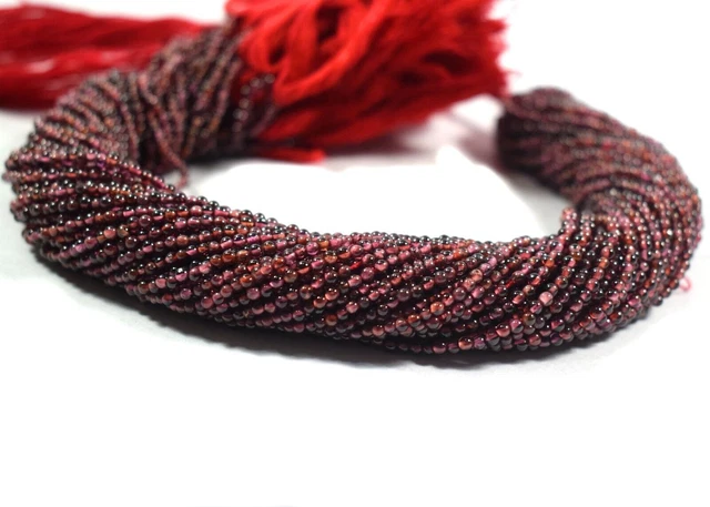 Naturel 3-4MM qualité AAA + grenat rouge rond perles de pierres précieuses...