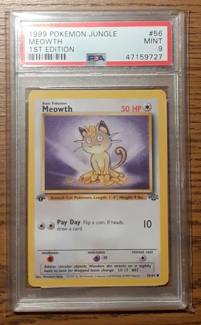 Pokemon 1999 Meowth Jungle 1st Edition MINT PSA 9