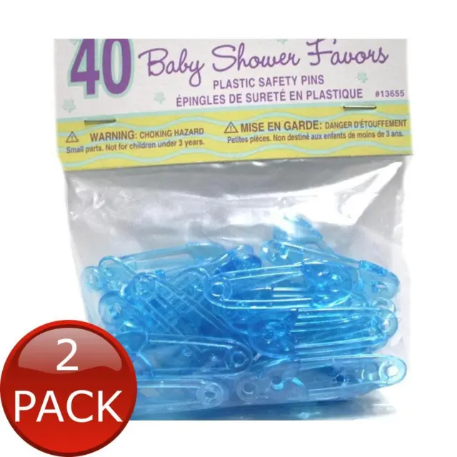 2 x Baby Shower Novelties Mini Safety Pins Blue Plastic Sewing Kids Baby Diaper