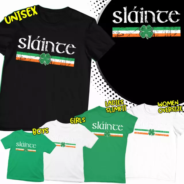 St Patricks Day Slainte Irish Paddys Ireland T-Shirts Tee Top #SPD