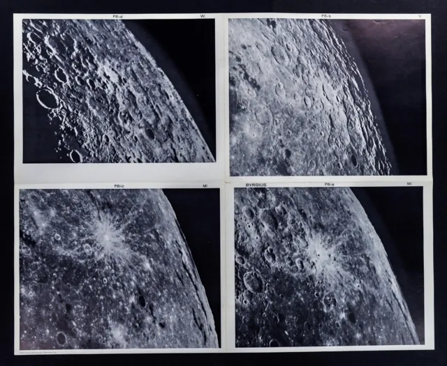 1960 Photographic Lunar Atlas Moon - 4 Photo Set - Field Byrgius F6 Surface