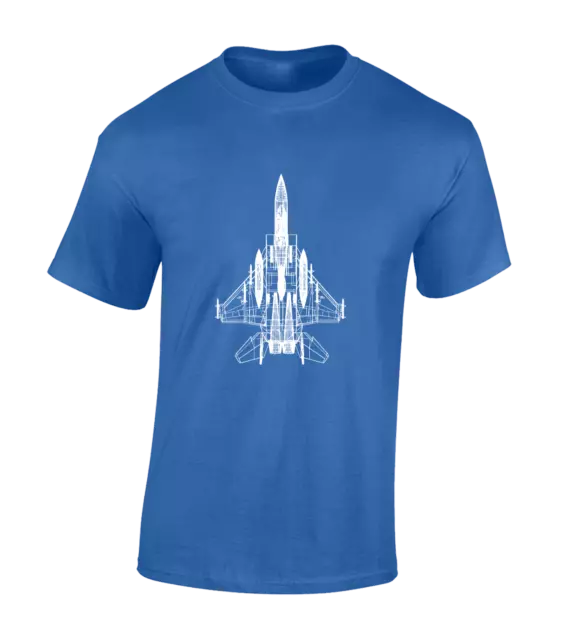 Maglietta Da Uomo Fighter Jet Blueprint Tornado Pilot Raf Airforce Aereo Esercito Marina