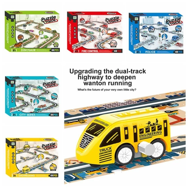 Engineering Puzzles Track Car Set Dinosaur Children's Vehicles Toy  DIY