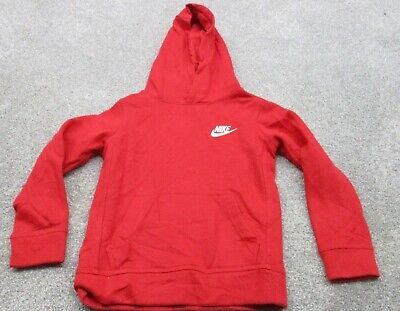 Nike Activewear Pullover Hoodies Boys Small S Red Long Sleeves Sports Logo
