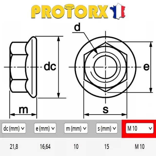 Ecrou à Embase Crantée Inox A2 | M10 x (5 à 20pcs) | Diamètre Intérieur 10mm 3