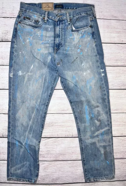 NWT Polo Ralph Lauren Women Avery Boyfriend Oversized Paint Splatter Denim Jeans