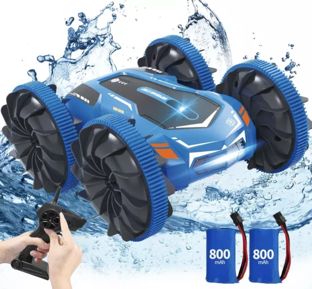 Amphibious RC Car for Kids, 2.4 GHz Remote Control Boat Waterproof 4WD Toys Pool