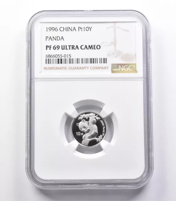 PF69 UCAM 1996 China 10 Yuan Platinum Panda NGC W/ CoA *3955