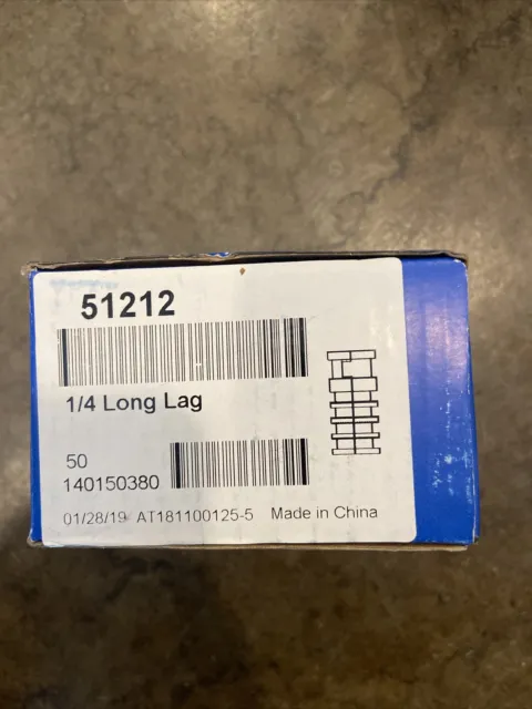 1/4" Long Size Lag-Shield Anchor 1/2" Drill Size 50ct Fastenal 51212 1-1/2" long