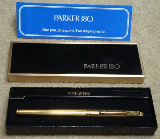 Vintage PARKER 180 Imperial 22k Gold Plated Fountain Pen in box 6-562-1  x/m nib