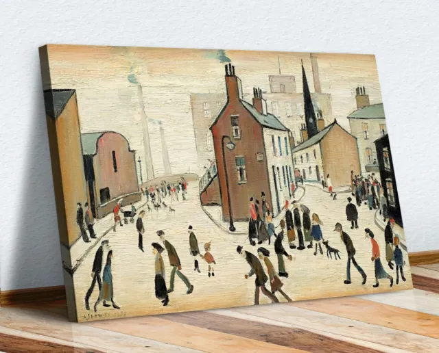 Street Scene people CANVAS WALL ART PICTURE PRINT PAINTING LS Lowry Style