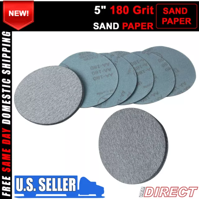 100PC 5Inch 127mm 180 Grit Auto Sanding Disc Body Collision Repair Sand Paper 3