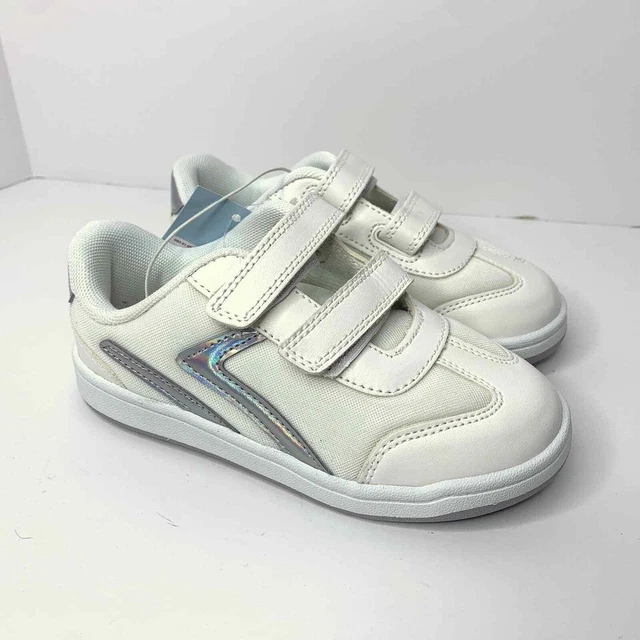 NEW Cat & Jack Toddler Girls Sneakers White Silver Nevada Tennis Shoes Size 11W NEW Cat & Jack Toddler Girls Sneakers White Silver Nevada Tennis Shoes Size 11W