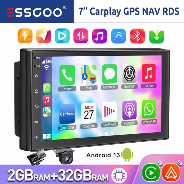 7" Double 2DIN Android 13 Car Stereo GPS SAT NAV Wifi Head Unit 2+32G Radio DVR+