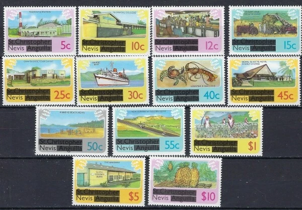 Nevis 100-12 MNH 1980 Definitive Set (mm1138)