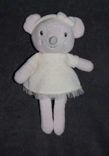 Peluche MOTS D'ENFANTS Doudou Souris Rose Robe Pois Dorés 25 Cm Etat NEUF