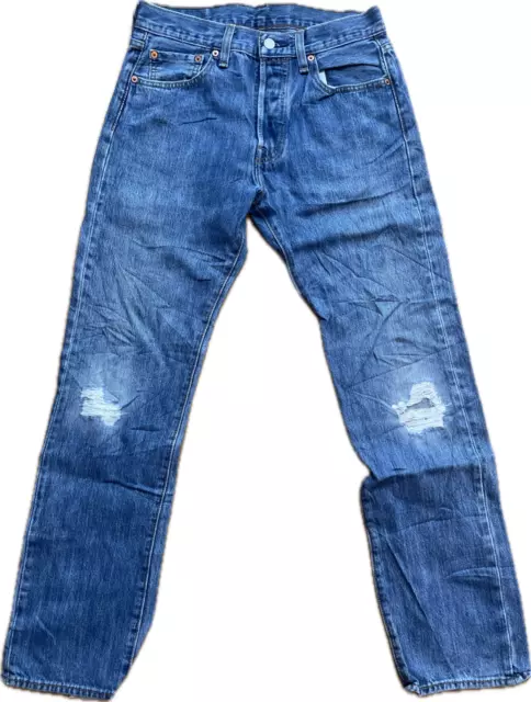 Vintage Levis 501 Jeans 32 x 30 Mid Blue Distressed 27093