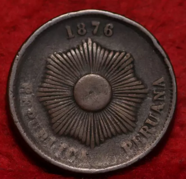 1876 Peru 2 Centavos Foreign Coin