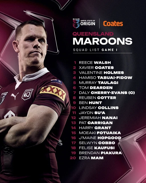 STATE OF ORIGIN 2024 QLD MAROONS NRL rugby TEAM PLAYER POSTER,BARGAIN,1
