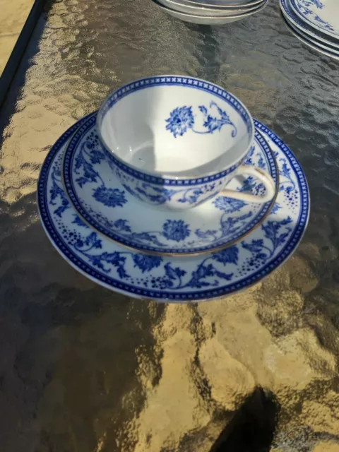 Antique Aynsley blue and white teacup , saucer and side plate