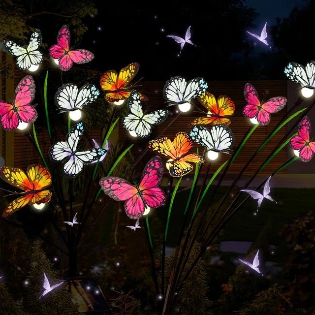 aperto, luci a farfalla per vialetti (azzurro, confezione da 2
