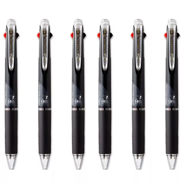 6 X uni-ball Jetstream 3 IN 1 Rétractable Bille Stylo - 1.0mm - Noir/Bleu/Rouge