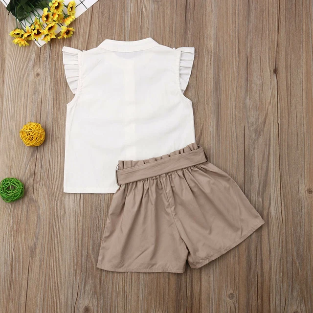 T-shirt bambina Regno Unito top + pantaloni corti abiti bambini set abiti estivi 10
