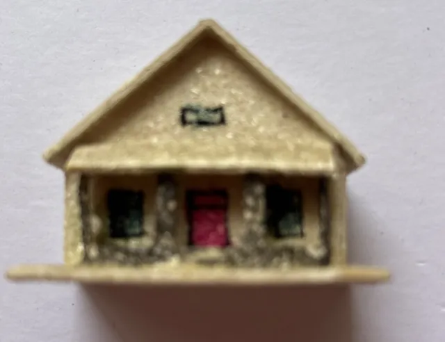 Vintage 30s Painted Wood Christmas House- Czechoslovakia - Putz