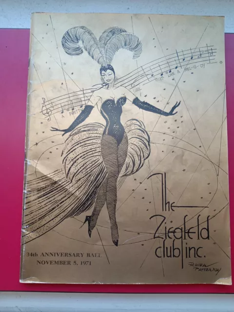 VTG FEB. 5th 1971 ZIEGFELD CLUB INC 34th ANNIV. BALL PROGRAM◾SIGNED RUBY KEELER