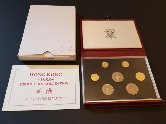 Royal Mint Hong Kong 1988 Proof Coin Collection Set - No Toning