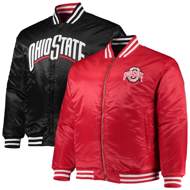 Men's Scarlet/Black Ohio State Buckeyes Big & Tall Reversible Satin Full-Zip