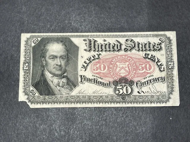 Early US 50 Cents Fractional Currency Great Condition With Missing Corner