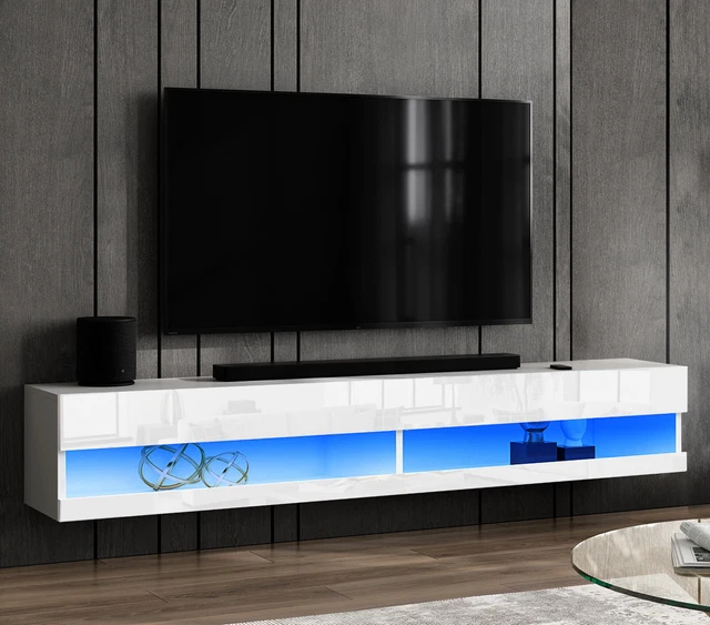 WALL MOUNTED TV Unit Floating TV Stand High Gloss With LED