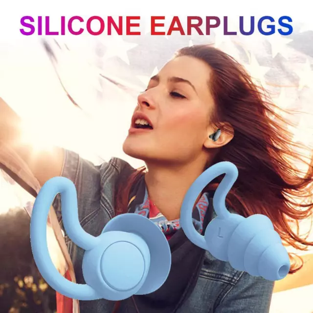 LF# 3Pairs Silicone Ear Plugs Sound Insulation Anti Noise Sleeping Earplugs (Blu