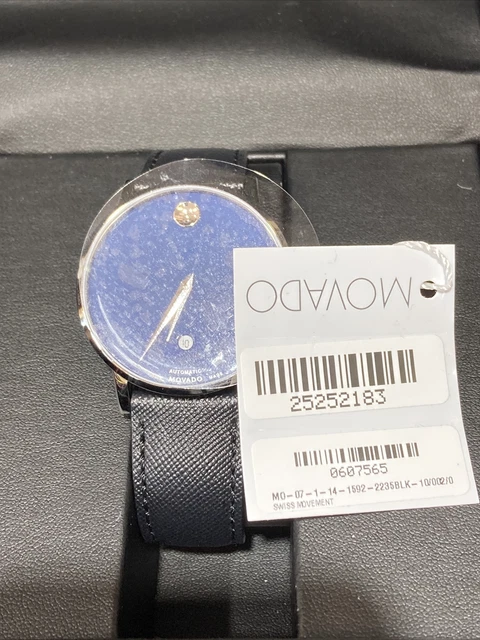 Orologio Movado da Uomo 0607565 25252183 Faccia Blu/Navy Nero Cinturino in Pelle