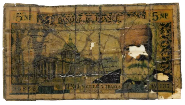 Billet 5 Nouveaux Francs Victor Hugo 4-2-1965 France