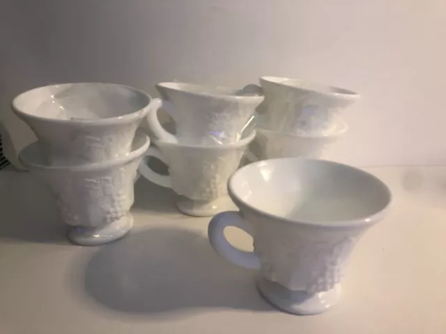 Indiana Harvest Colony Milk Glass Dishware 7 Cups and 7 Dishes