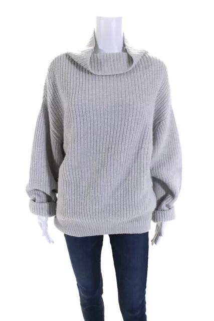 Wilfred Womens Merino Wool Knitted Turtleneck Pullover Sweater Gray Size L