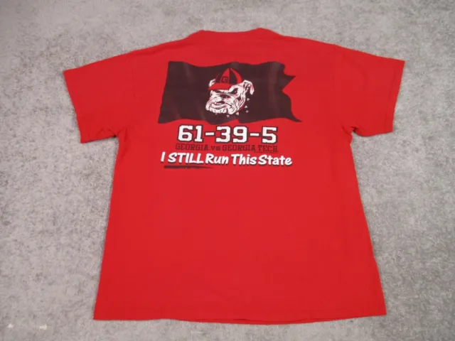 Georgia Bulldogs Shirt Mens Large Red Crew Running This State GA vs Georgia Tech