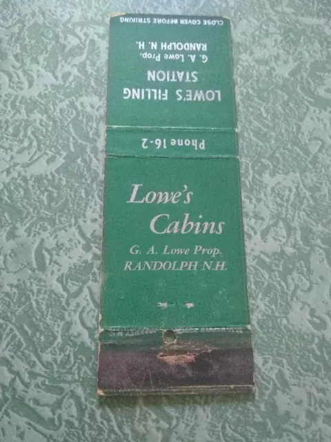 Vintage Matchbook Cover Z9 Collectible Ephemera New Hampshire Randolph Lowe