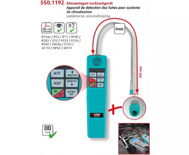 KS TOOLS Klimaanlagen-Lecksuchgerät Detektor 550.1192