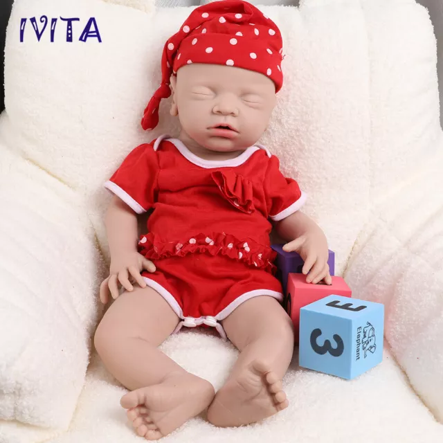 18" Handmade Sleeping Baby Girl Lifelike Silicone Reborn Doll Infant Girl